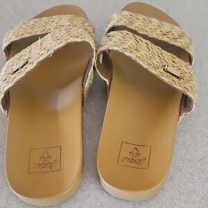 Reef Tan Bohemian Sandals with Crochet Detailing